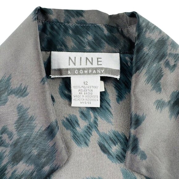 Nine & Company Womens Floral Blazer Jacket Size 12 Polyester Teal & Gray - Picture 2 of 5